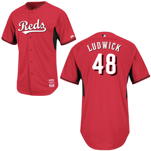 Ryan Ludwick #48 MLB Jersey-Cincinnati Reds Men's Authentic 2014 Cool Base BP Red Baseball Jersey